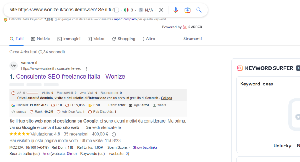 contenuto Javascript SEO indicizzato