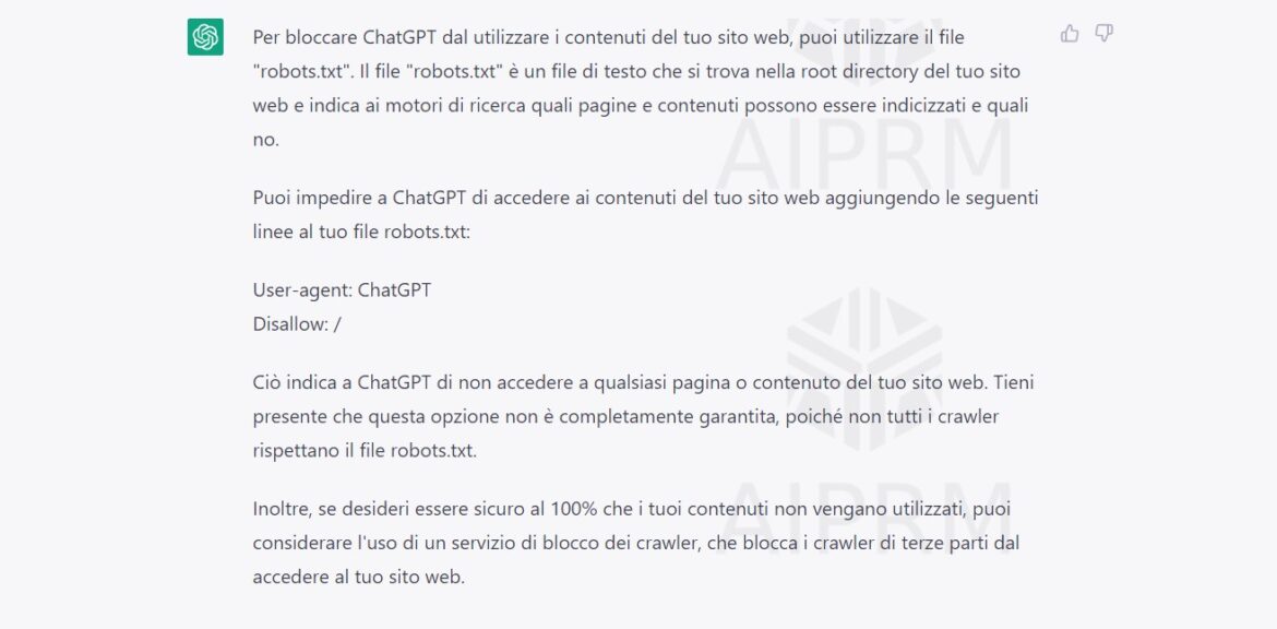 Come impedire a ChatGPT di utilizzare i contenuti del tuo sito web