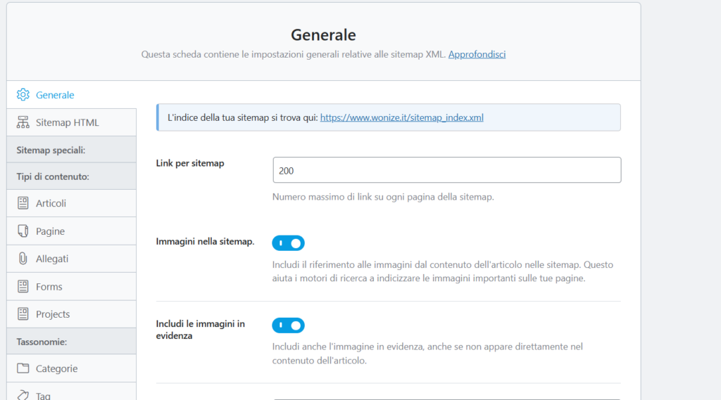 Creazione della sitemap con RankMath SEO