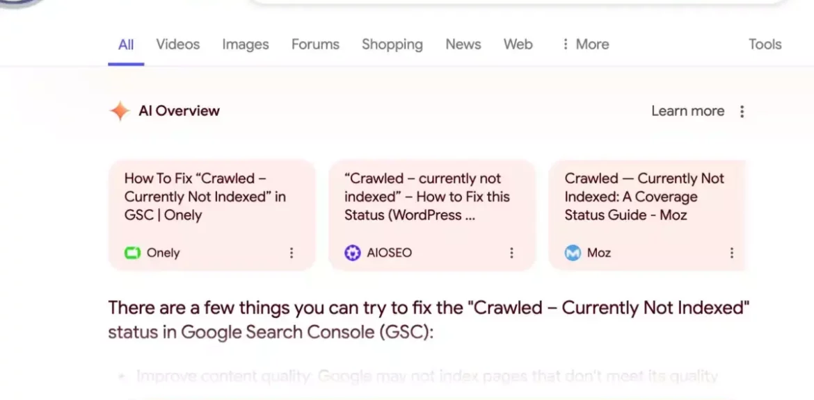 Google link in alto AI Overview