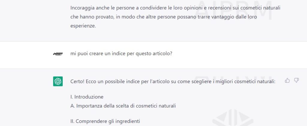 indice articolo chatgpt