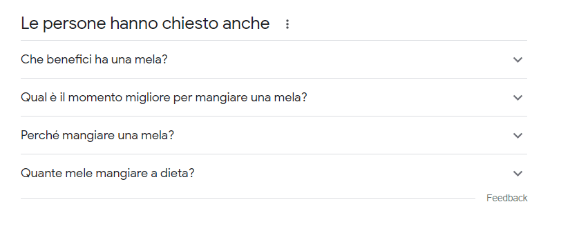 intento di ricerca parola mela