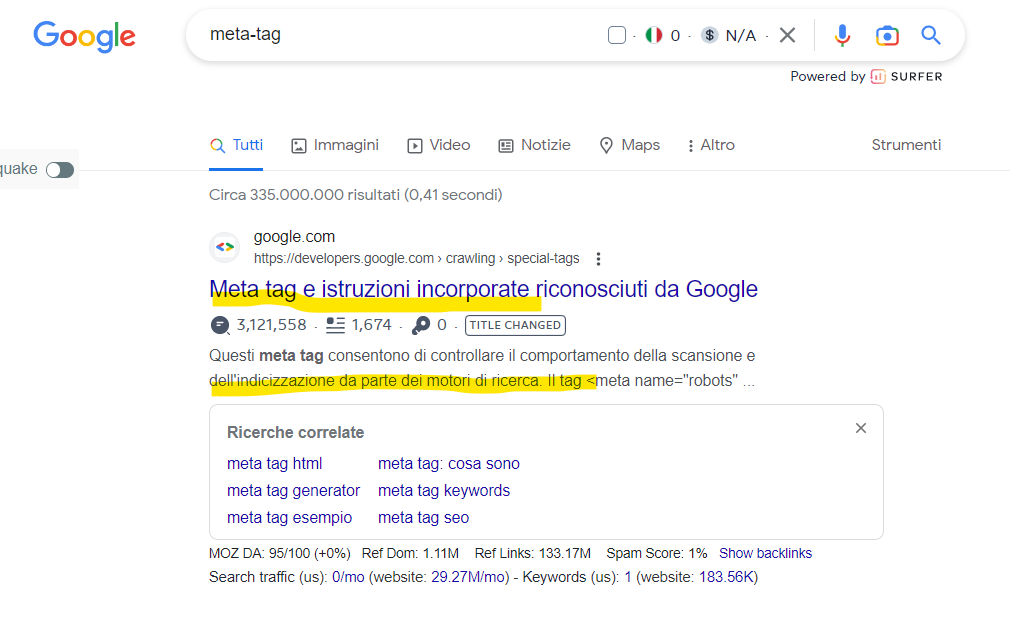meta title e meta descrizione SEO