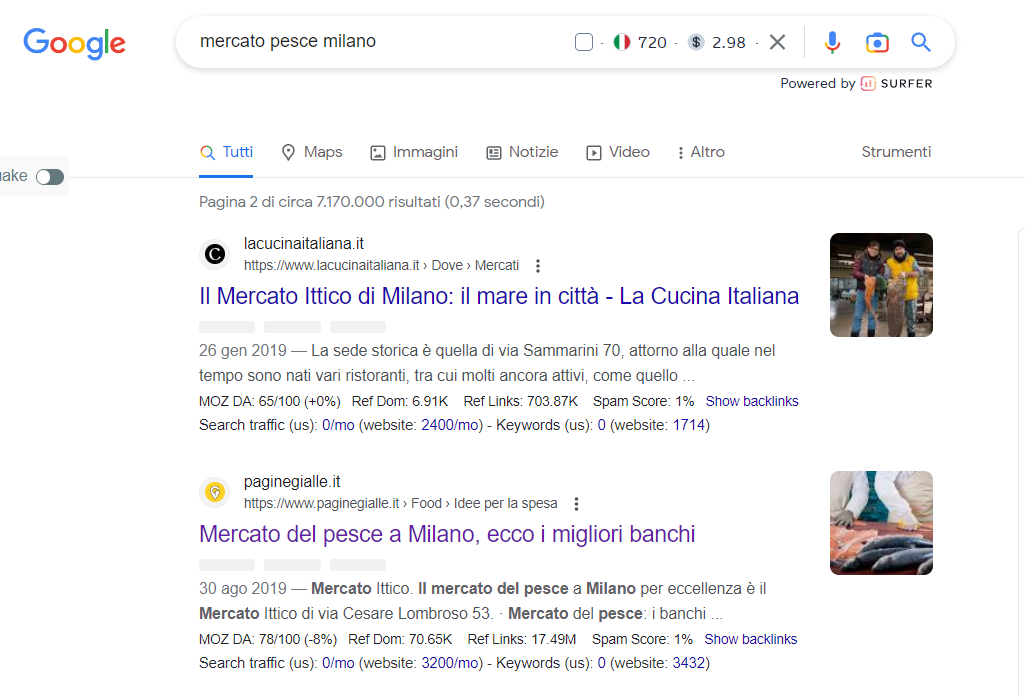 ricerca Google SEO