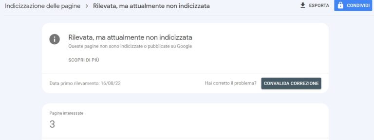 Comprendere e risolvere il problema di Search Console: “Rilevata, ma attualmente non indicizzata”