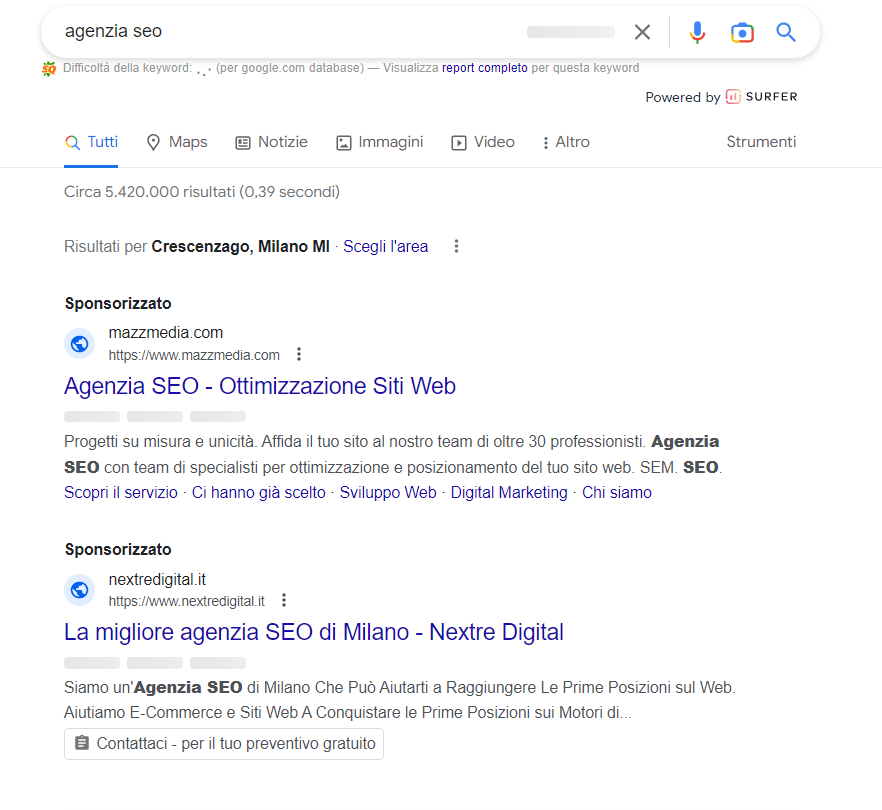 sem risultati pagamento
