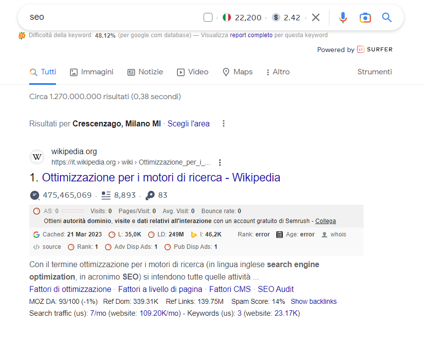 seo risultati organici